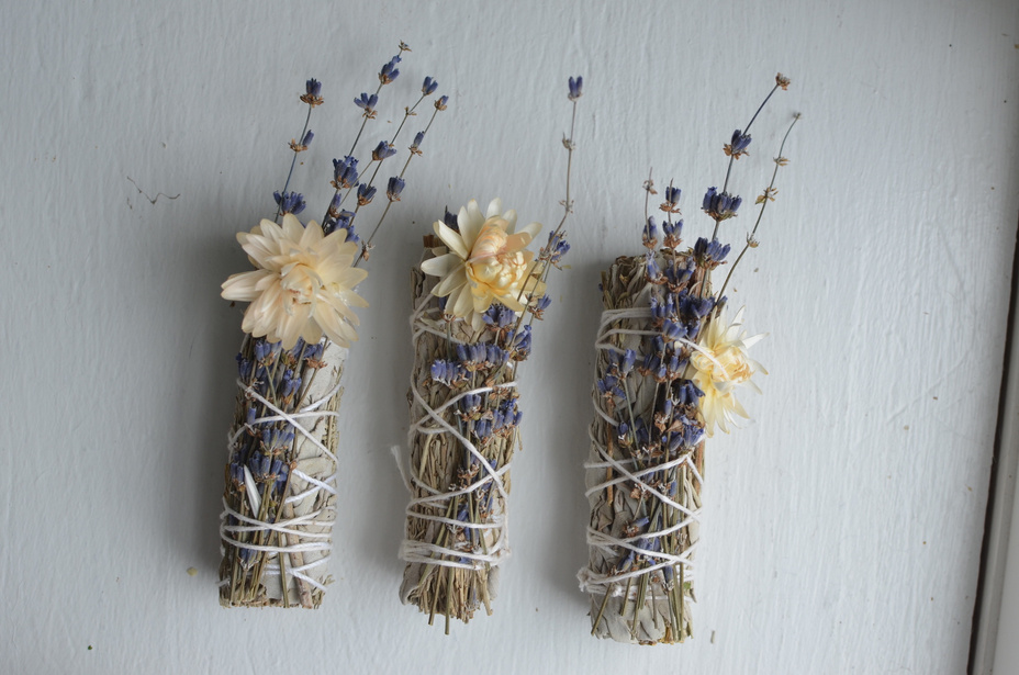 Sage Sticks with Dried Flowers